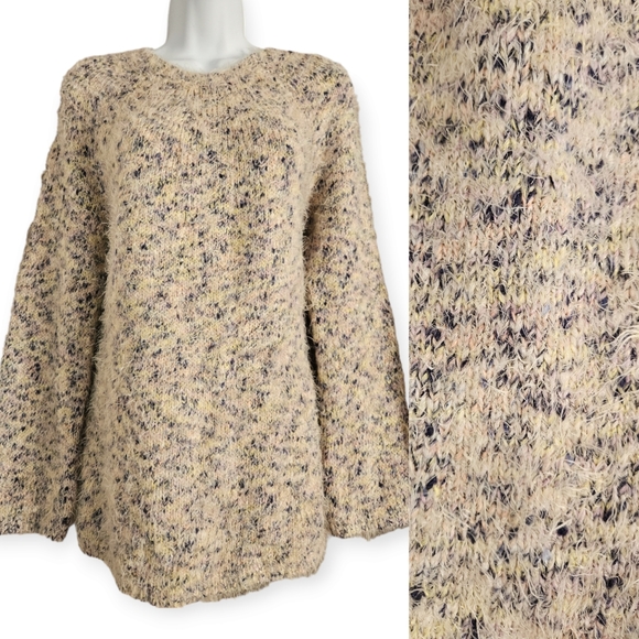 NWOT Lou & Grey yellow tan purple oversized fuzzy sweater Womens XSmall - Picture 1 of 7